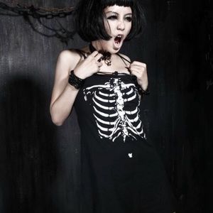 Punk Rave Rib Cage Goth Skeleton Dress S